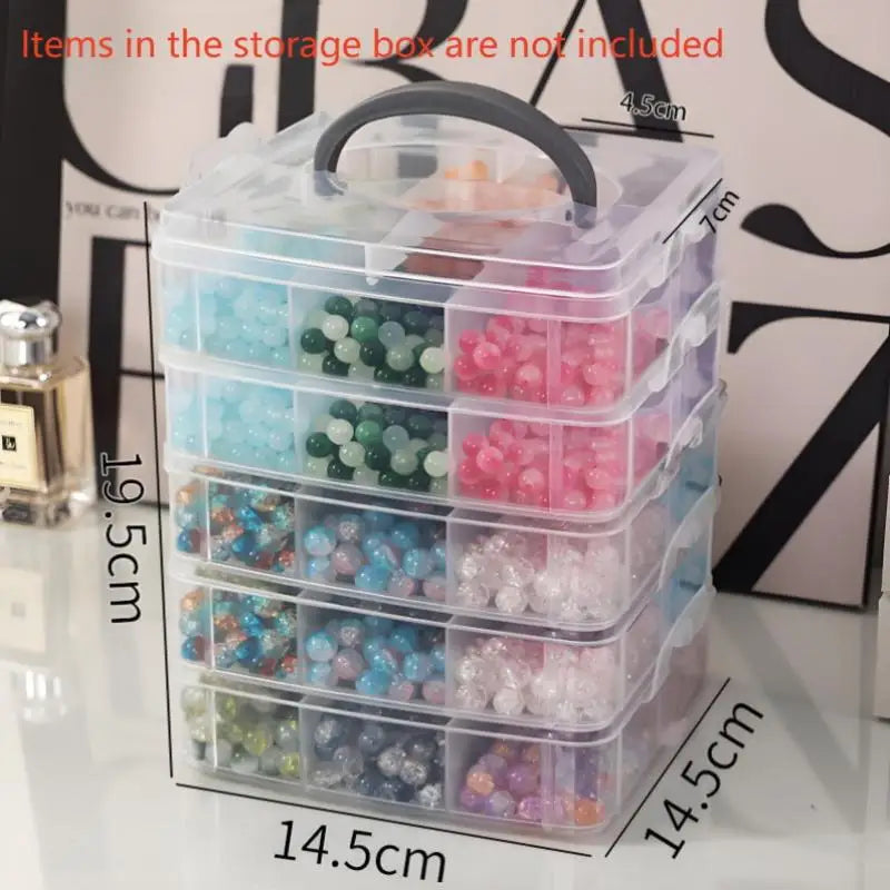 Plastic Storage Box 3 Tier 18-Grid Transparent Adjustable Stackable Qme A5