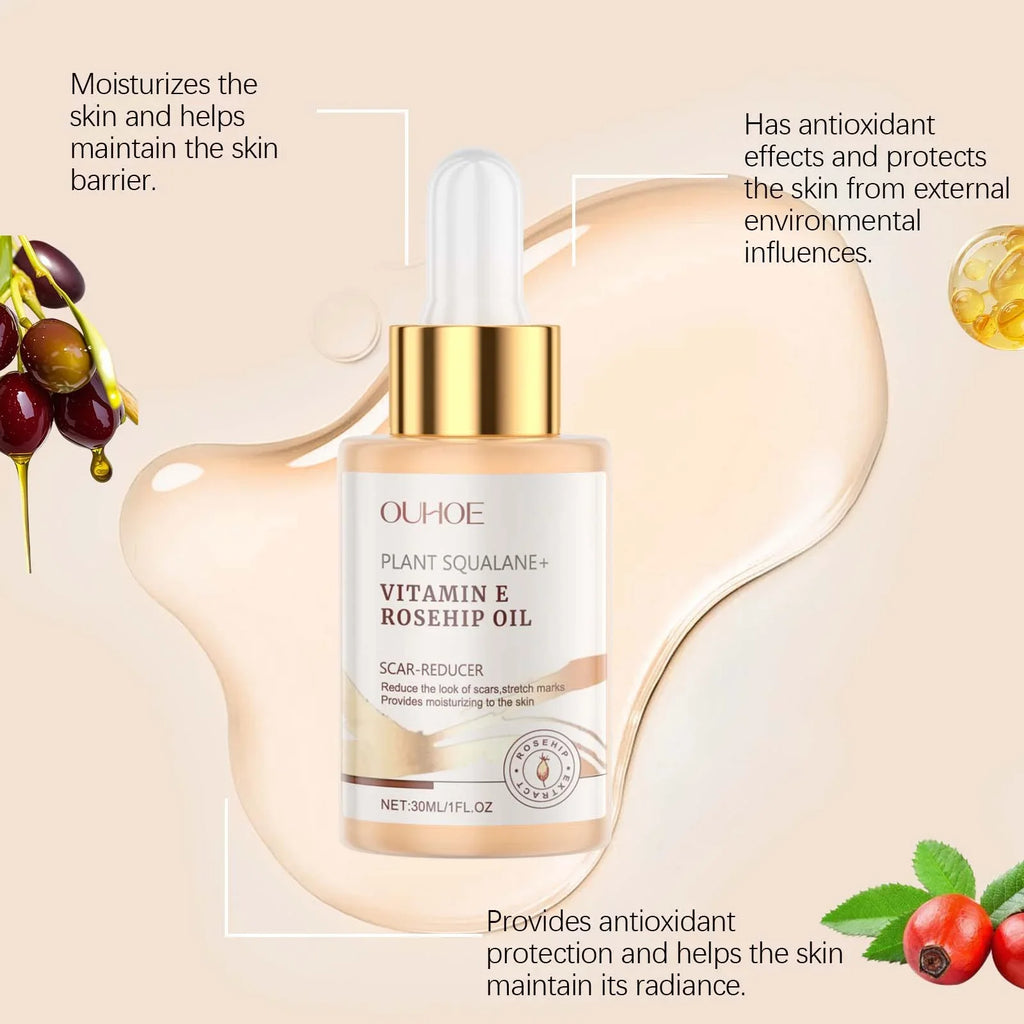 Moisturizing Squalane Rosehip Face Oil Lifting Firming Fade Fine Lines Smoothing Nourishing Skin Rejuvenation Facial Care Oil Qme