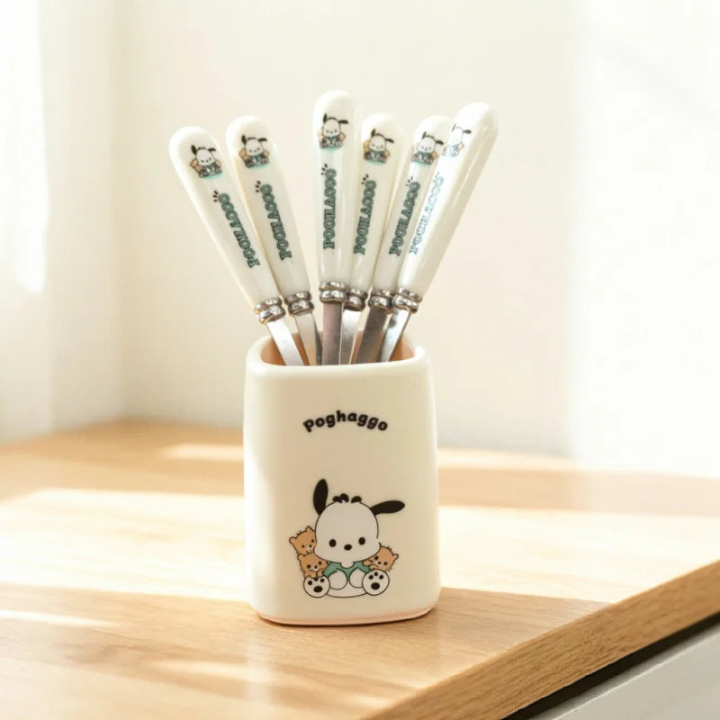 Hello Kitty Kuromi Fork Cute Cartoon-Style Stainless Steel Fruit Fork for Home Use Instagram-Worthy Set Qme