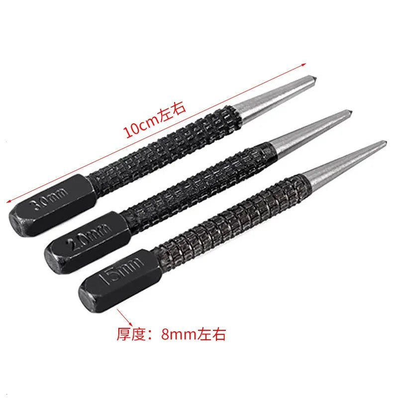 1 5 2 High-carbon Steel Center Punch Non Slip Alloy Metal Wood Qme 3PC
