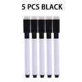 Magnetic Black Dry Erase Markers with Eraser Cap White Board Dry erase Markers Classroom Dry Wipe Pens for Home Office School Qme 5 Pcs