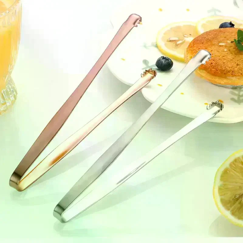 3pcs Stainless Steel Ice Clamp Thick Anti Slip Ice Clip Fruit Coffee Cube Sugar Clip Toothed Food Clip Kitchen Accessories Qme
