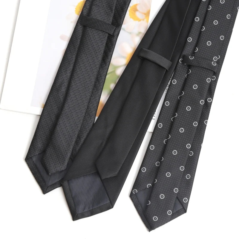 Men Classic Black Tie Luxury 8CM Necktie Stripes Ties for Man Groom Jacquard Woven Elegant Neck Tie for Business Wedding Party Qme