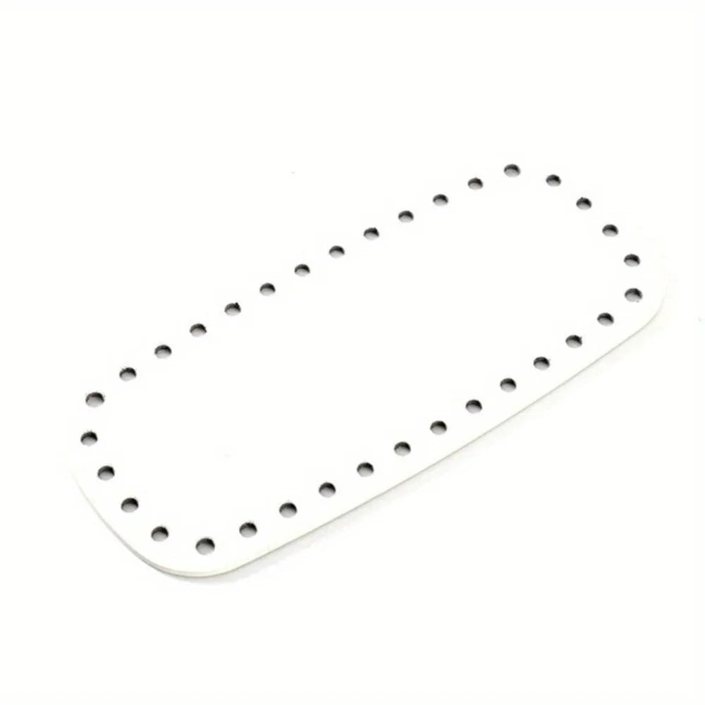 DIY PU Leather Bag Bottoms - Oval/Rectangle Crochet Bag Base with Holes, Used for DIY Crochet Bag Shoulder Bag Wallet Making Qme White 2pcs