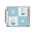 Colored Glaze Star Sun Starfish Ocean Italian Charm Stainless Steel