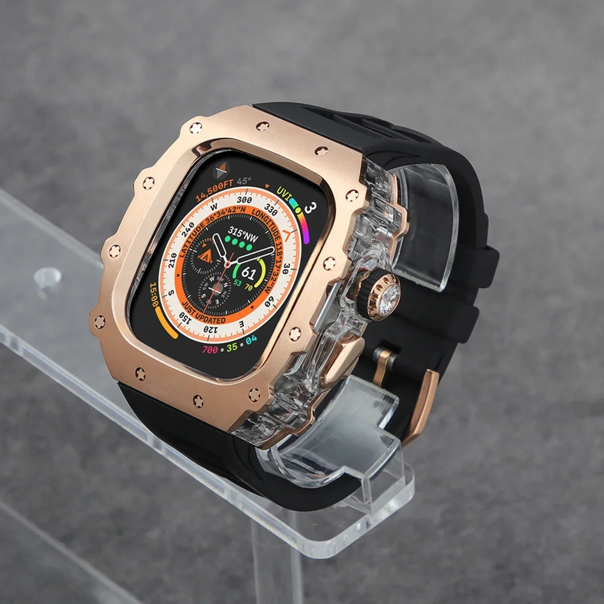 Luxury Modification Kit For Apple Watch Ultra 2 49mm Stainless Steel Case For IWatch 9 8 7 6 45mm 44mm Crystal Button Sport Band Qme