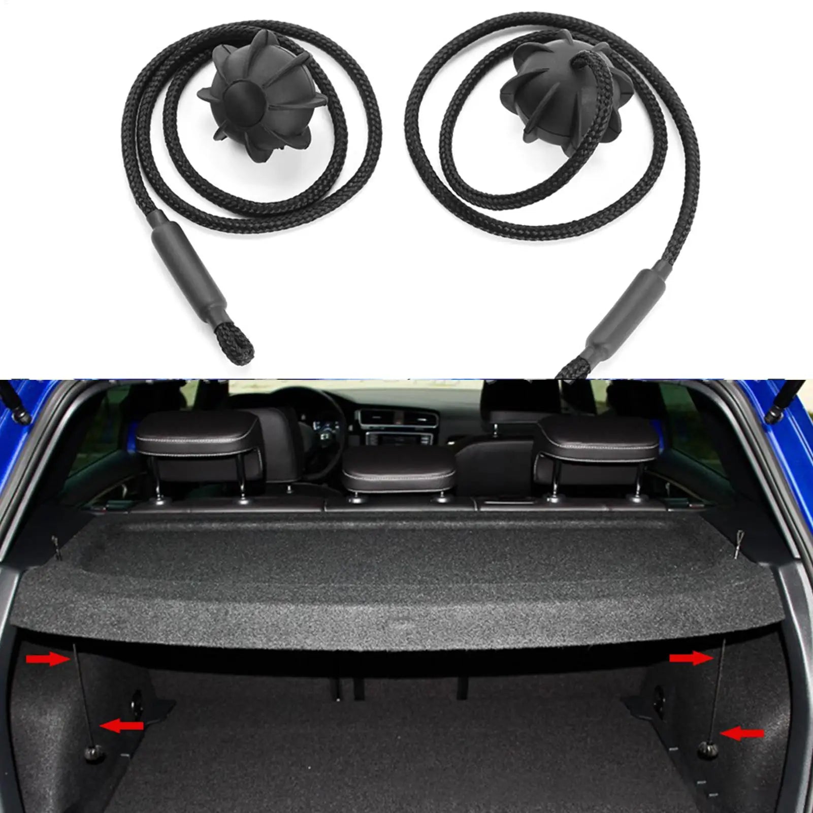 Universal Car Rear Shelf Straps Ball Holding Cord Vehicle Tailgate Qme