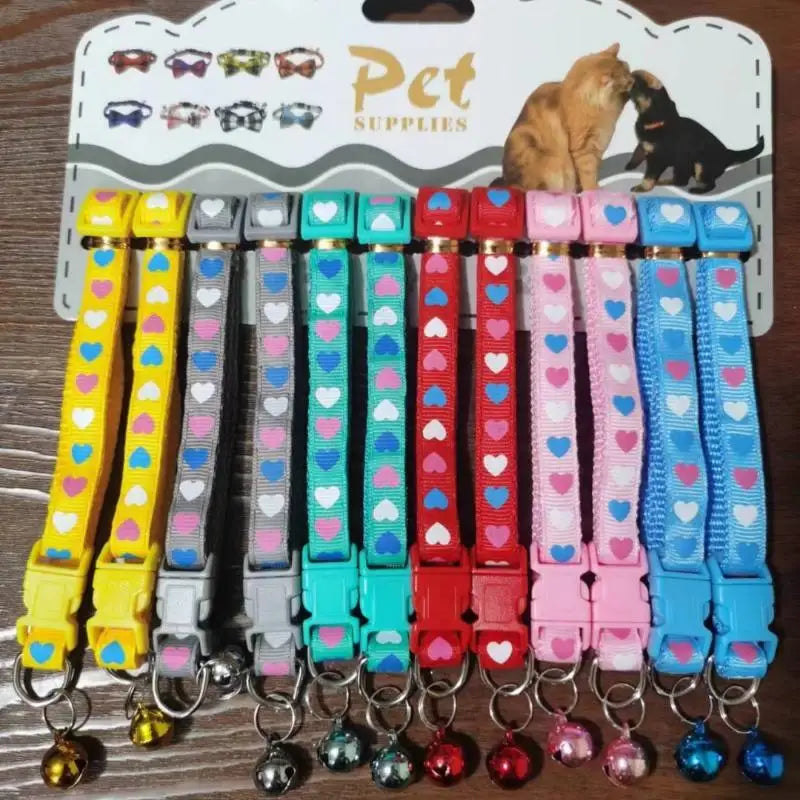 6 Colors Pet Cat Puppy Buckle Collar Bell Footprint Mix Anti-lost Dog Qme A1