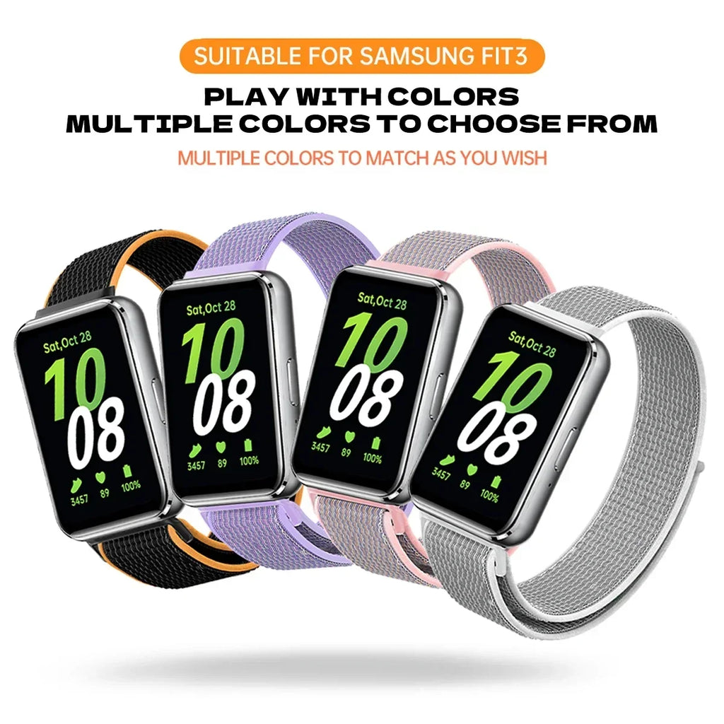 Nylon Loop Strap for Samsung Galaxy Fit 3 Adjustable Elastic Bracelet Watchband for iWatch Samsung Galaxy Fit3 Band Accessories Qme