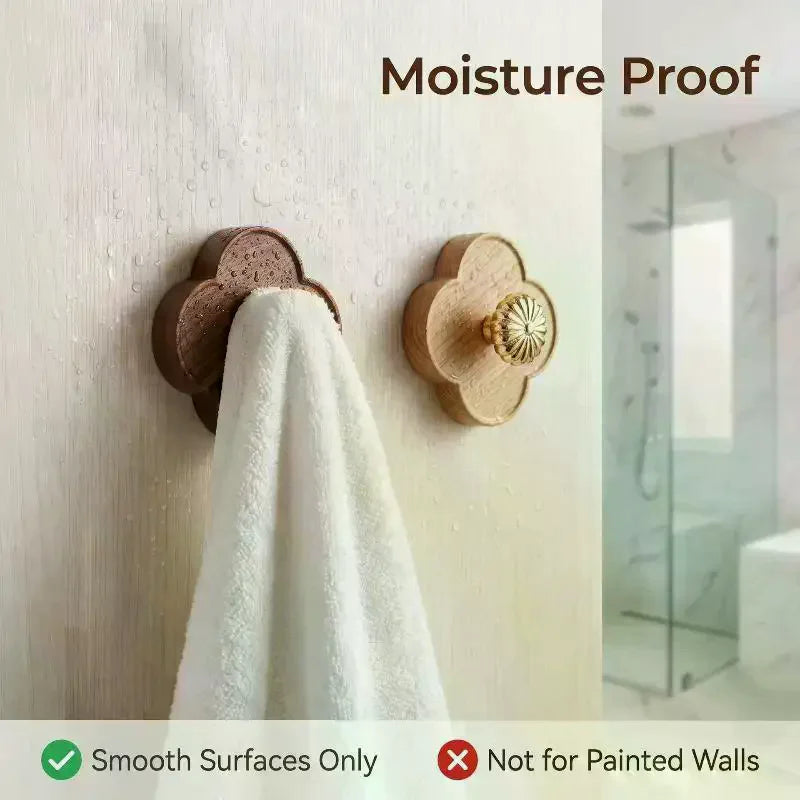 Wood Grain Wall Hook No Drill 3s Installation 3KG Load Capacity For Bathroom Kitchen Home Use Qme