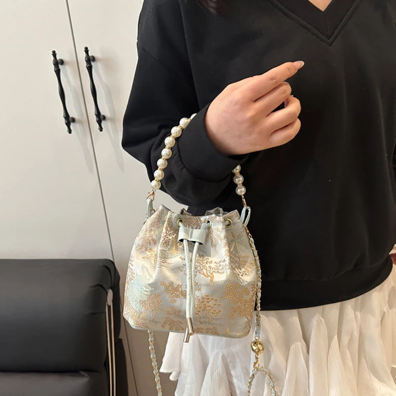 New Chinese Style Fine Embroidery Ladies Handbags Fashion Shoulder Bag Daily Party Tote Handbag For Women Qme