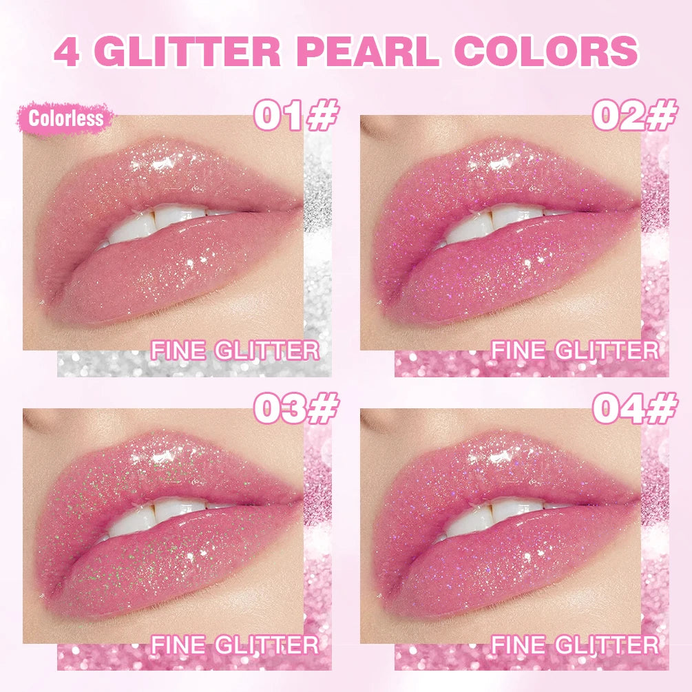 QIBEST Glitter Lipstick Moisturizing Lip Balm Color Change Lipstick Transparent Crystal Jelly Pearlescent Lip Stain Tint Makeup Qme
