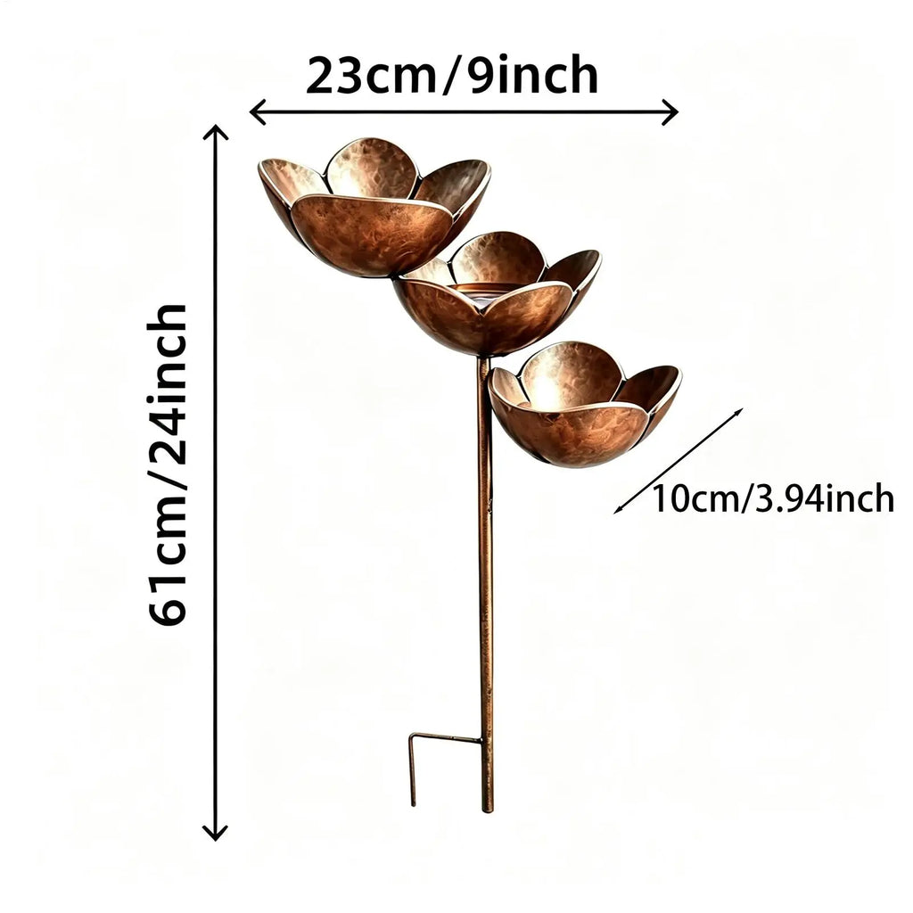 Rain Catcher Garden Stake 3-Layer Flower Outdoor Lawn Decor Bee Qme
