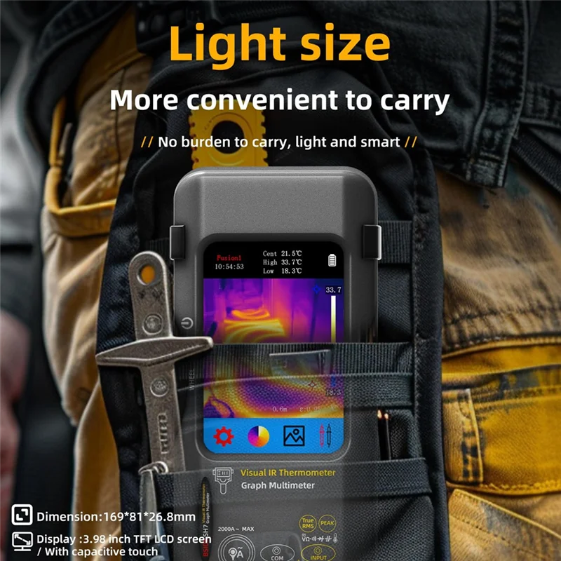 A02F-Thermal Imaging Camera Multimeter 320X 320 Resolution 25Hz Infrared Thermal Camera 15 Thermal Palettes -Ranging Tester Qme