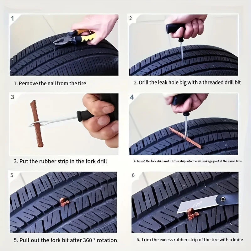 Essential Car & Motorcycle Tire Repair Tool - Get Ready for Any Emergency! Qme