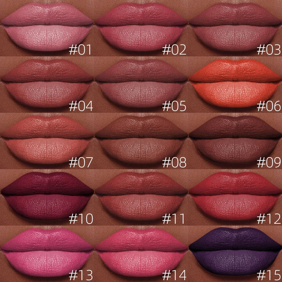 15 Colors Nude Velet Matte Lipstick Pencil Waterproof Long Lasting Qme