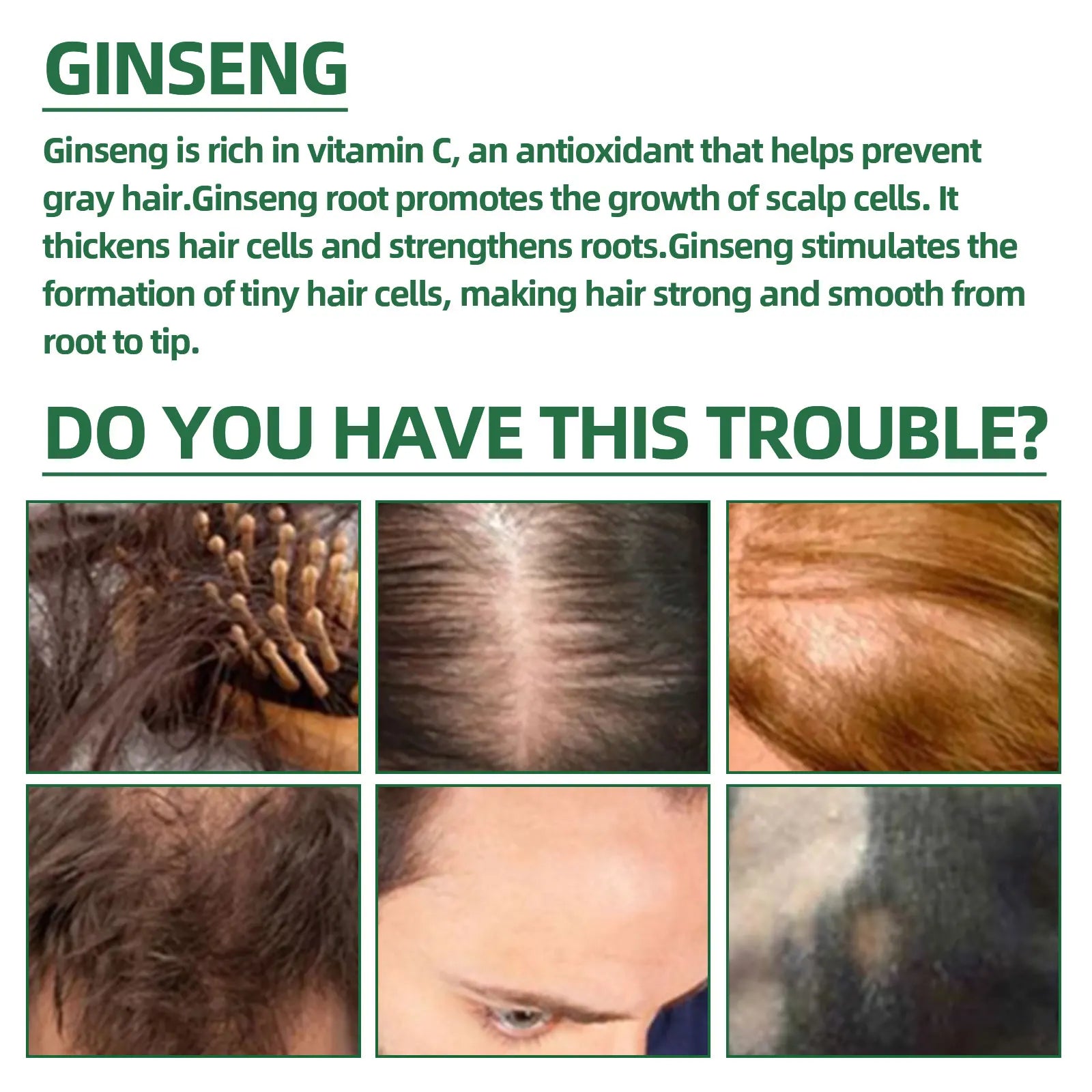 Natural Herbal Ginseng Hair Care Spray Moisturize Hair Remove Excess Sebum Prevent Hair Loss Nourish Scalp Essence Spray Qme