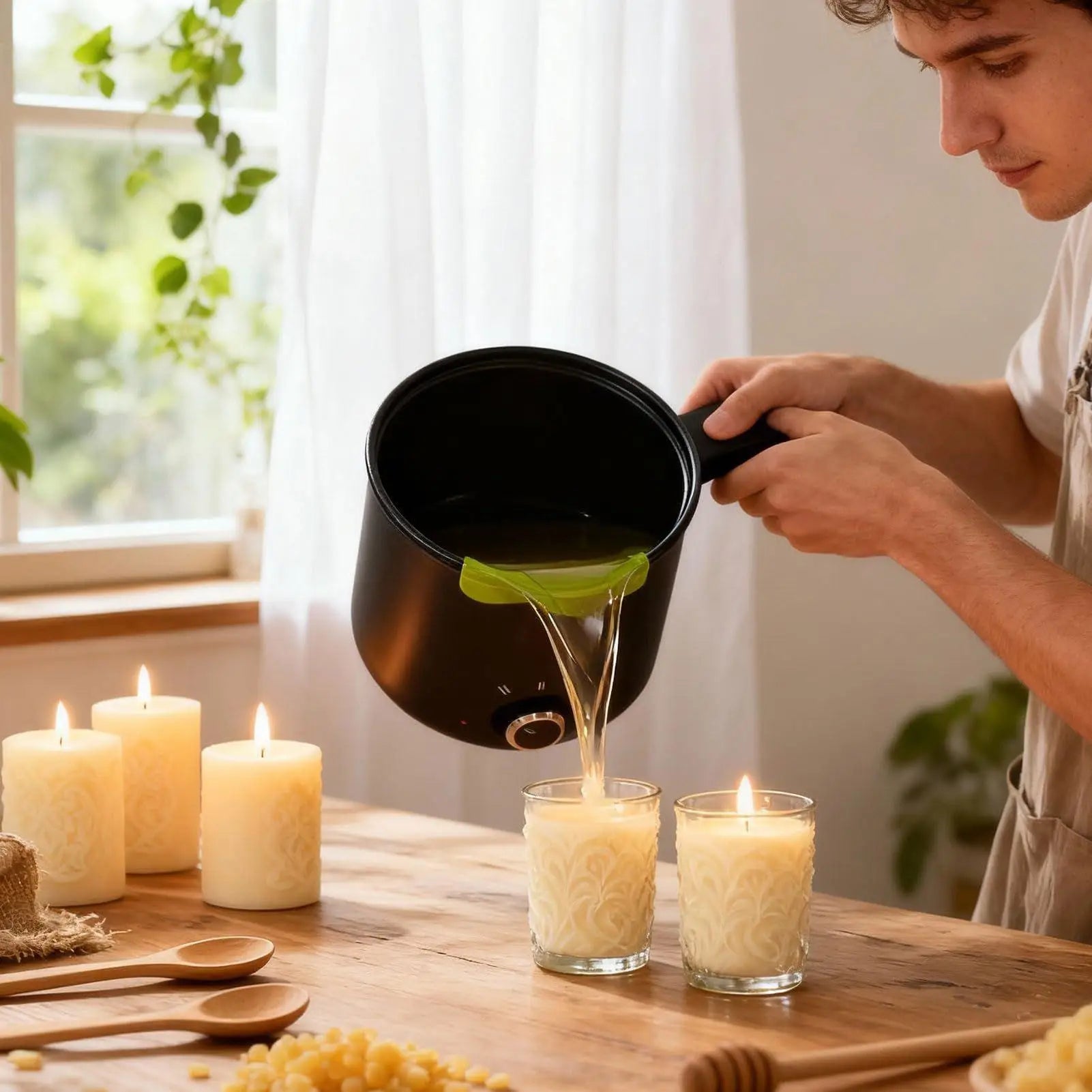 Candle Wax Melting Pot 1.5L Large Stainless Steel Electric Non-stick Candle Making Pot Melting Pitcher for Soap Candy Chocolate Qme