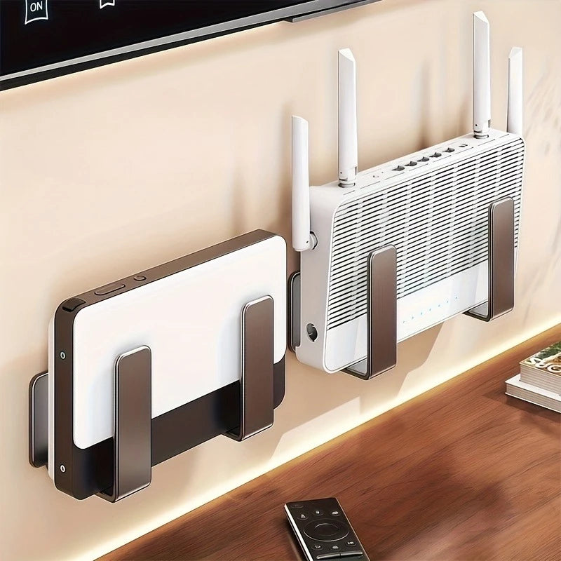 Router placement rack, no drilling wall mounted socket fixed bracket, optical modem set-top box bracket, storage hook Qme