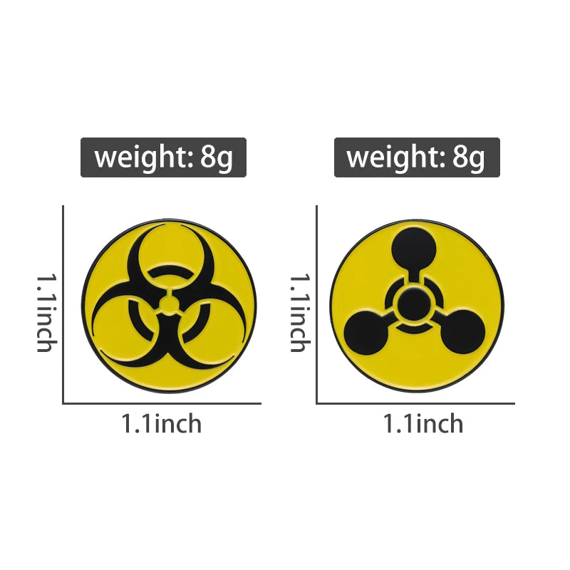 Radioactive Sign Brooch Radiation Symbol Nuclear Enamel Pin Attention! Backpack Metal Badges Lapel for Jewelry Wholesale Qme