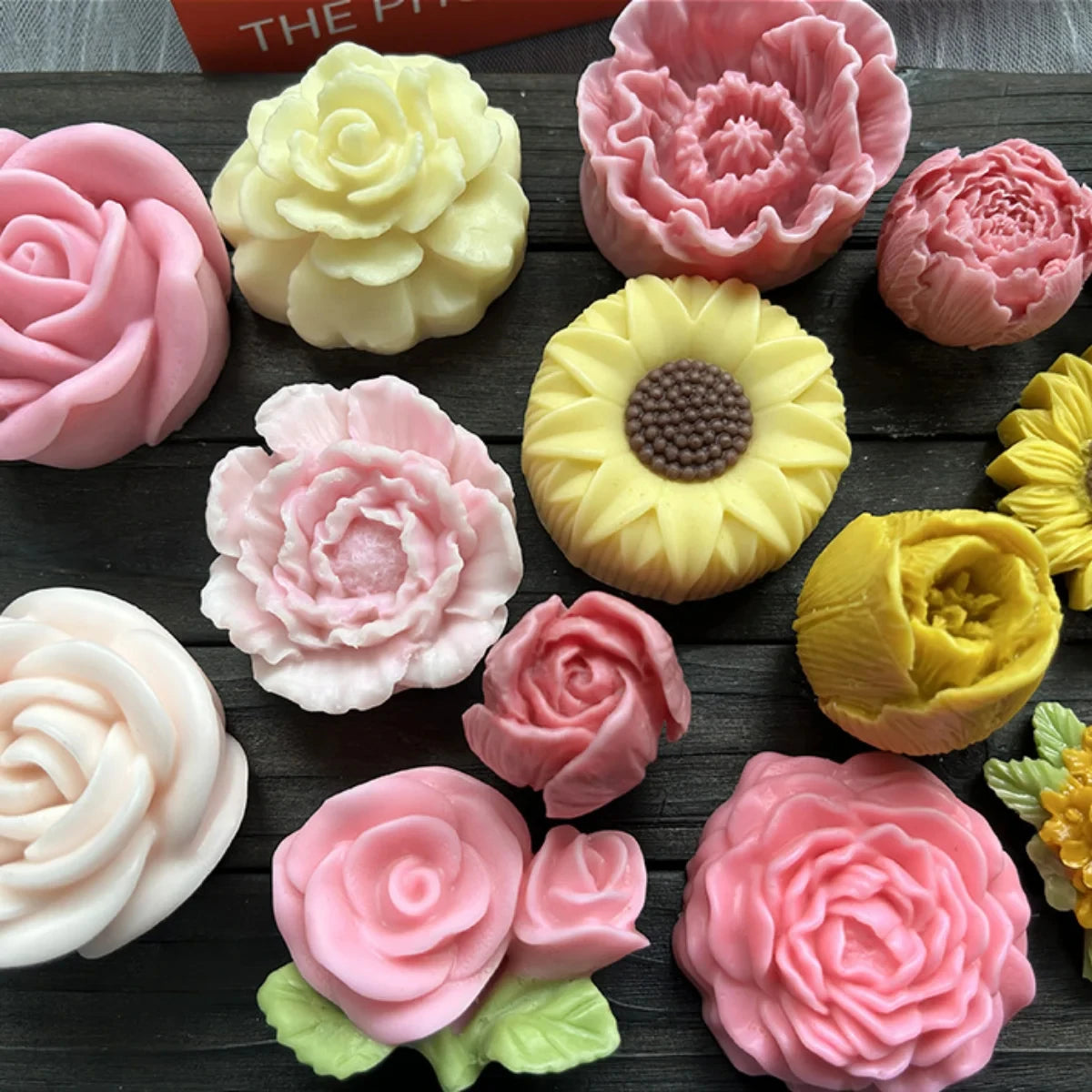 Lotus Flower Silicone Candle Mold Sunflower Peony Multi Style Soap Resin Crystal Mould Heart Rose Chocolate Ice Making Set Gifts Qme
