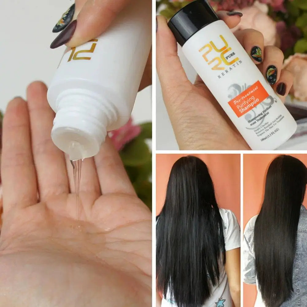 Brazilian Keratin Hair Treatment For Curly Damaged Hair Straightening Smoothing Scalp Treatment Purifying Shampoo Hair Care Qme