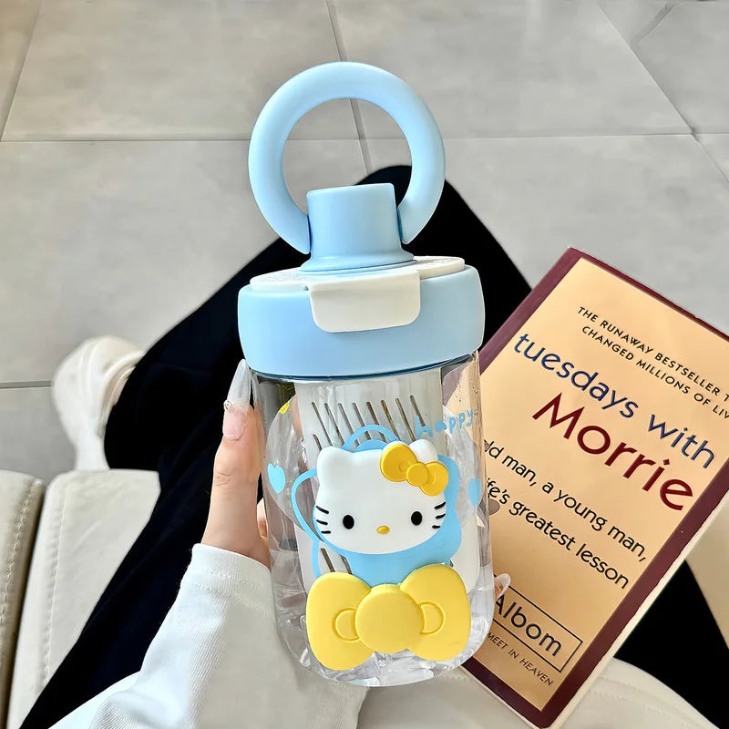 Hello Kitty Stylish Water Cup for Girls New Summer Student-Friendly Portable Large-Capacity Straw Cup Teacup Qme