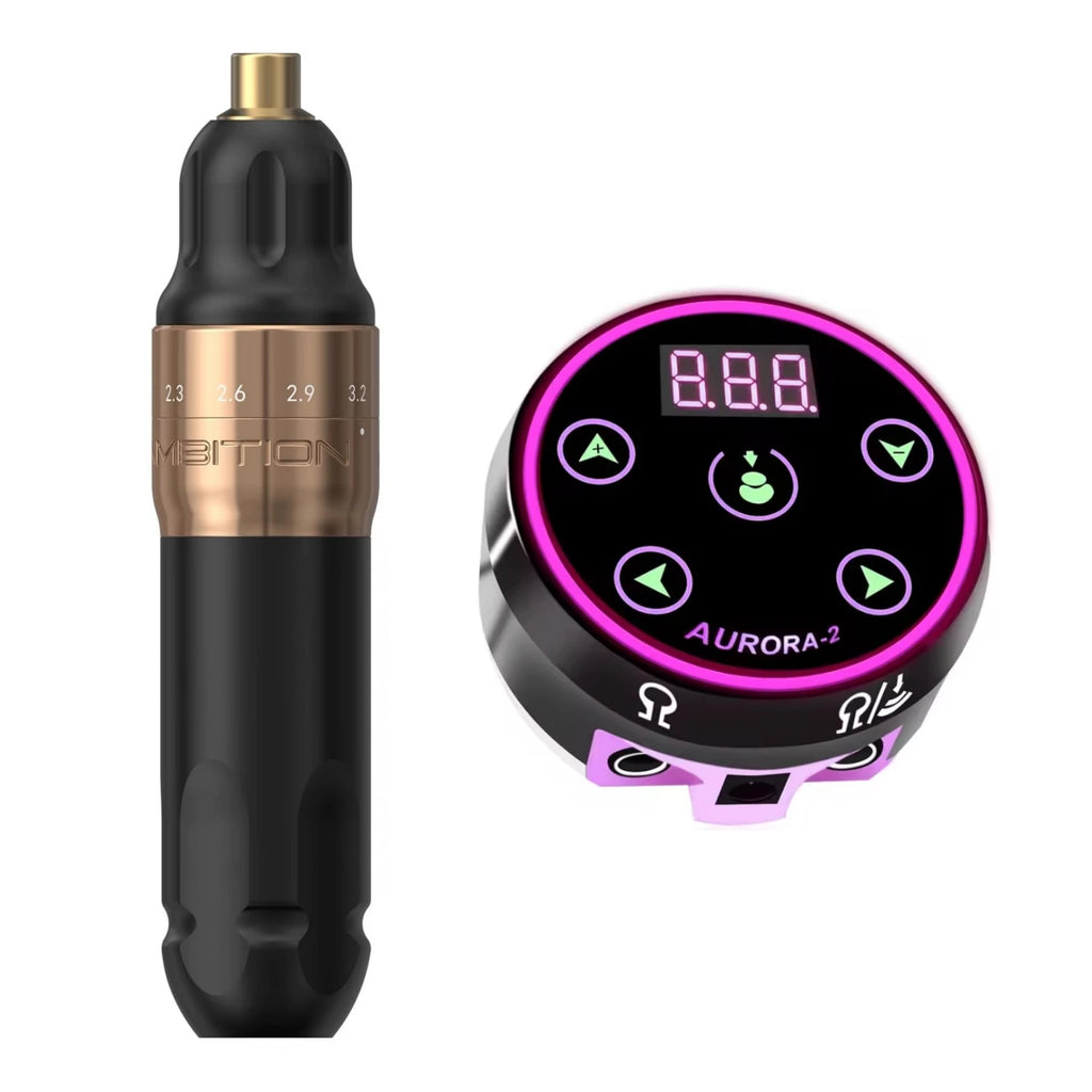 2026 New Sally Permanent Makeup Tattoo Pen Machine Kit Set adjustable PMU Rotary Pen Stroke 2.0-3.5mm AURORA-2 Power Supply Qme