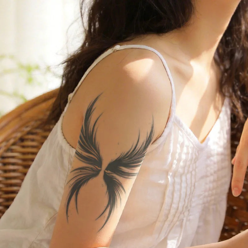 Watercolor Smoke Angel Wings Butterfly Wings Herbal Juice Tattoo Sticker Temporary Tattoo Waterproof Long Lasting Arm Leg Men Wo Qme