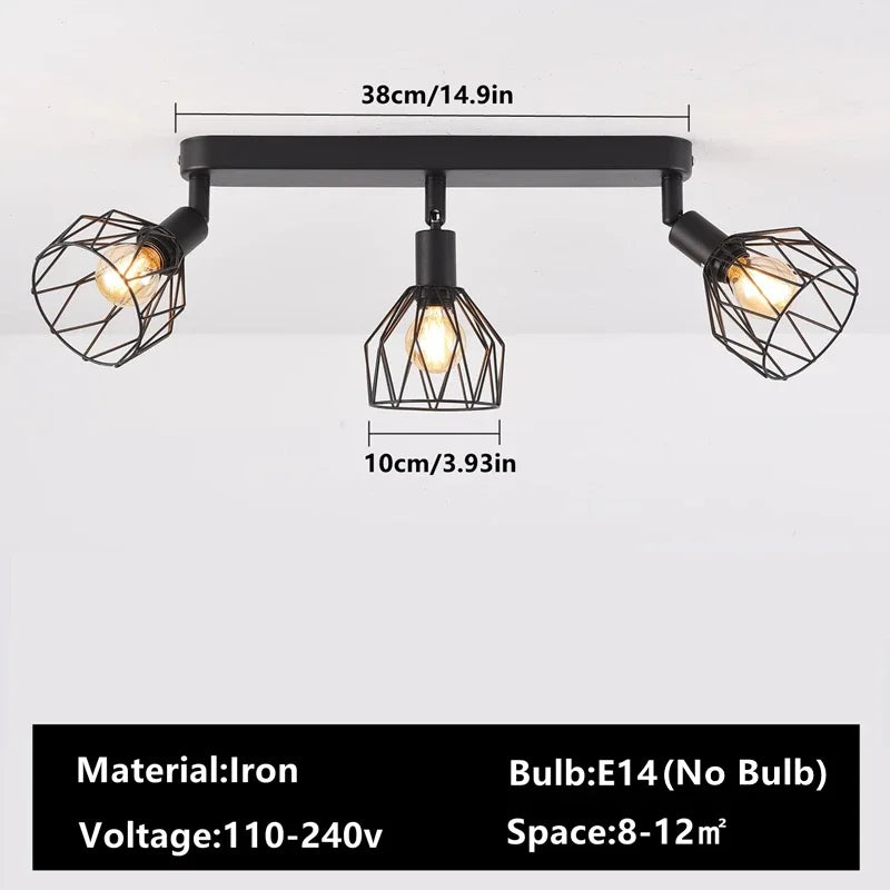 Modern Bedroom Ceiling Lamp Creative Black Study Simple American Industrial Style Living Room Entrance Corridor Qme 3 lights