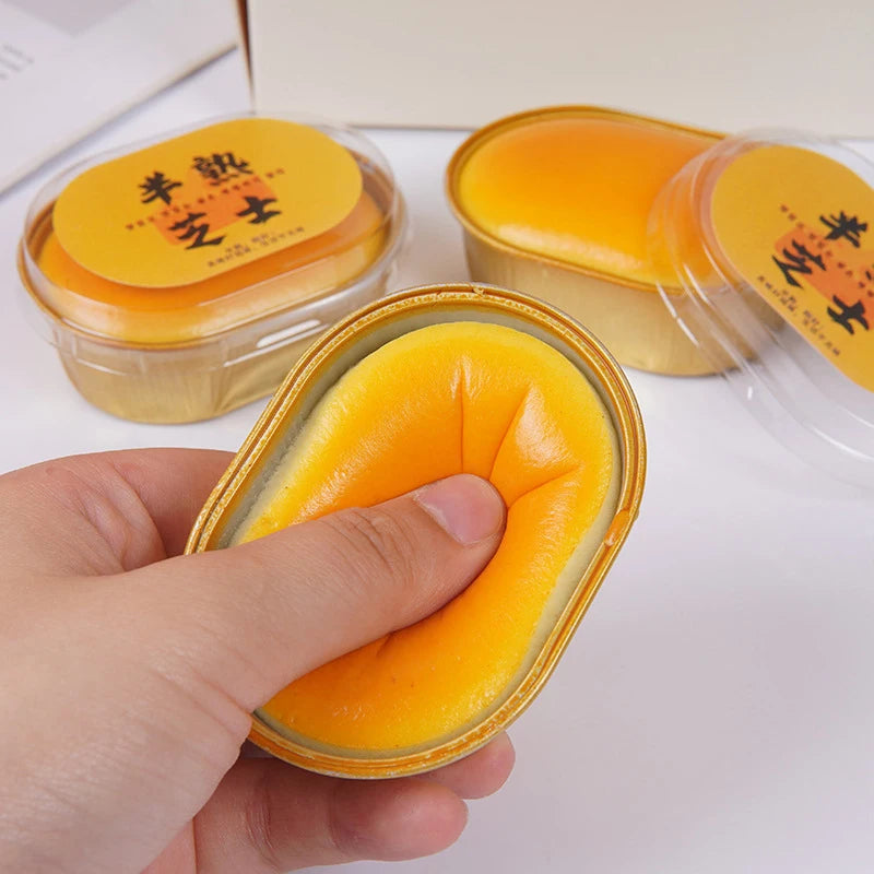 Cheese Bread Squeeze Toy Slow Rising Sensory Squishy Office Stress Qme