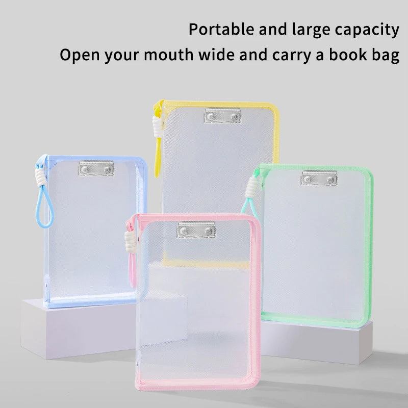 Portable File Folder Case Storage Organizer Bags Transparent Handle Qme