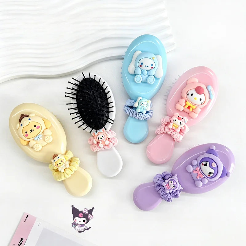 Hello Kitty Kuromi Air Cushion Comb Hair Tie Compact Portable Stylish Qme