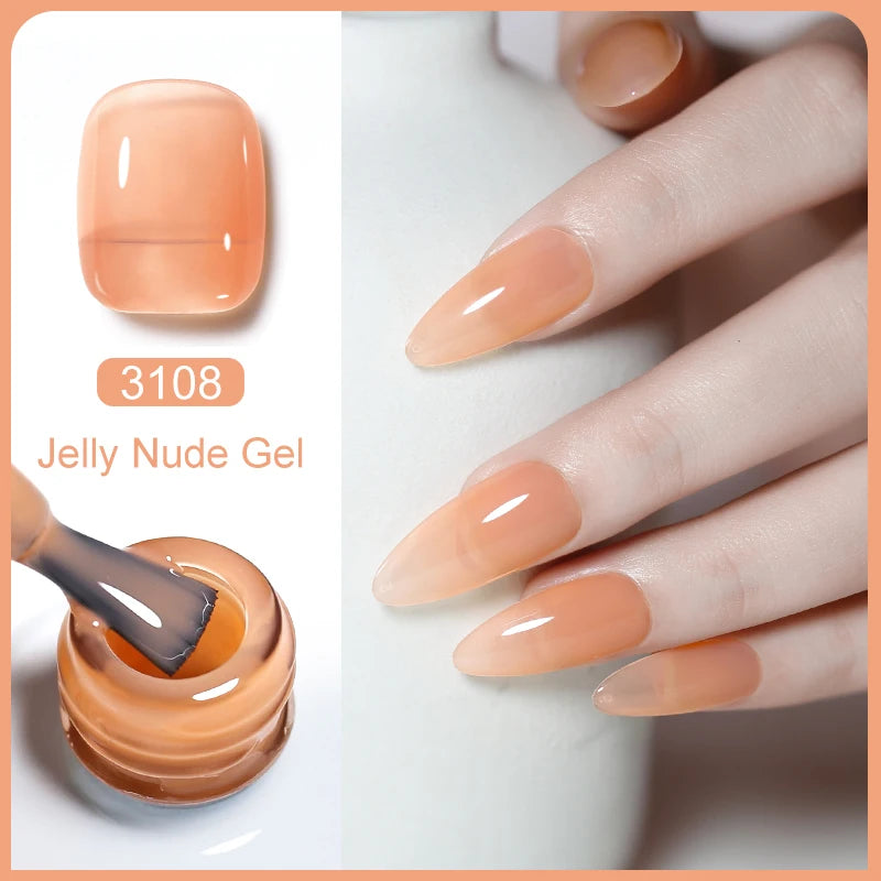 Nailco Jelly Gel Nail Polish Transparent Varnishes 44 Colors Red Pink Qme