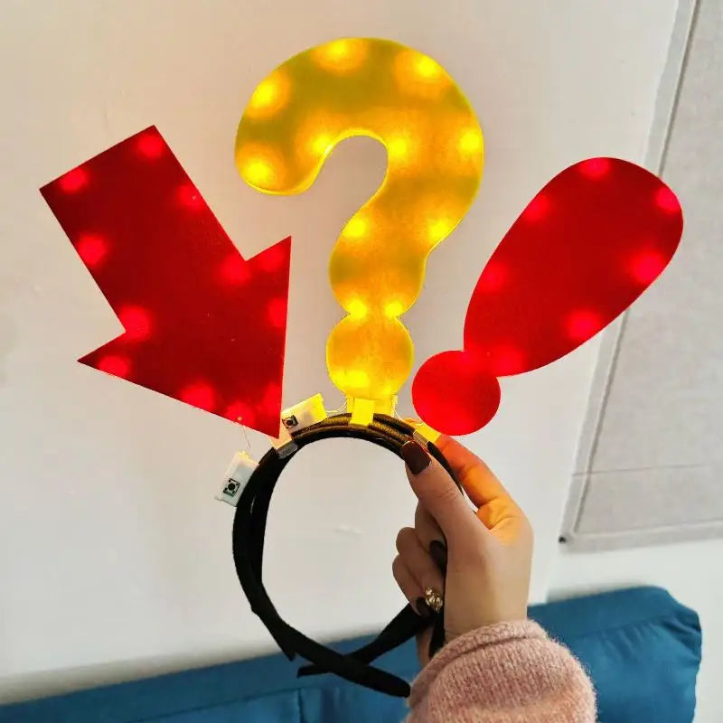 Unique Arrow Light Headband Funny Question Mark Hair Band Christmas Favors Girl Headgear Holiday Hair Hoop Costume Headpiece Qme
