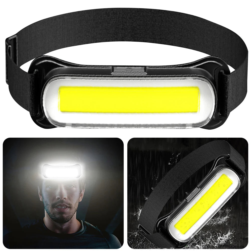USB Rechargeable LED Headlamp 3 Modes Flashlight Waterproof Head Light Adjustable Headband for Camping Fishing Running Biking Qme