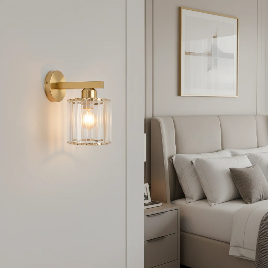 Modern Crystal LED Wall Lamp Bedroom Study Bedside Hotel Restaurant Bedside Wall Lights Living Room Decoration Luxury Wall Lamps Qme