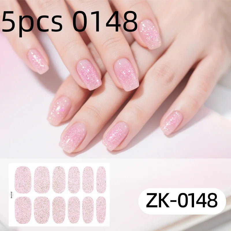 Nail Full Wrap Stickers Glitter Self Adhesive Gel Sticker Women Home