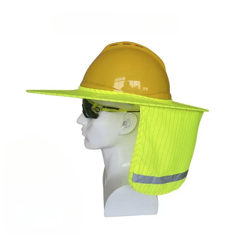 Useful Mesh Reflective Cap Cover, Reflective Stripe, Summer Sun Shade, Safety Hard Hat Neck Shield for Construction Workers Qme Baolan color