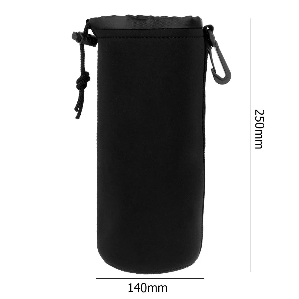 Camera Lens Case Water Resistant Lens Pouch for Digital SLR Camera Lens Bag Drawstring Protector Case Qme XL Black