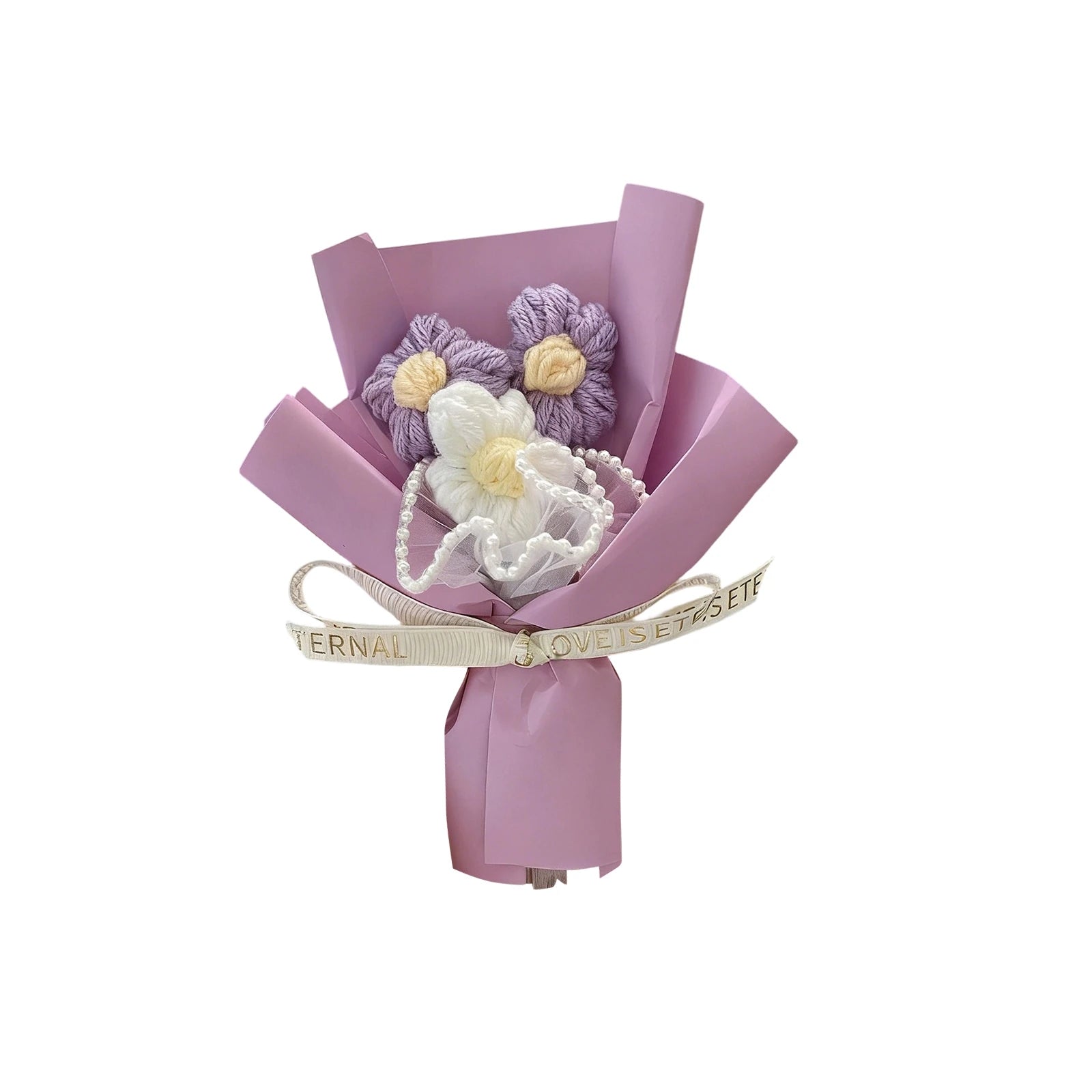 Handmade Knitted Flower Bouquet Finished Crochet Rose Bouquet Valentine's Day Wedding Decor Artificia Flower Gift for Mother Qme A One Size
