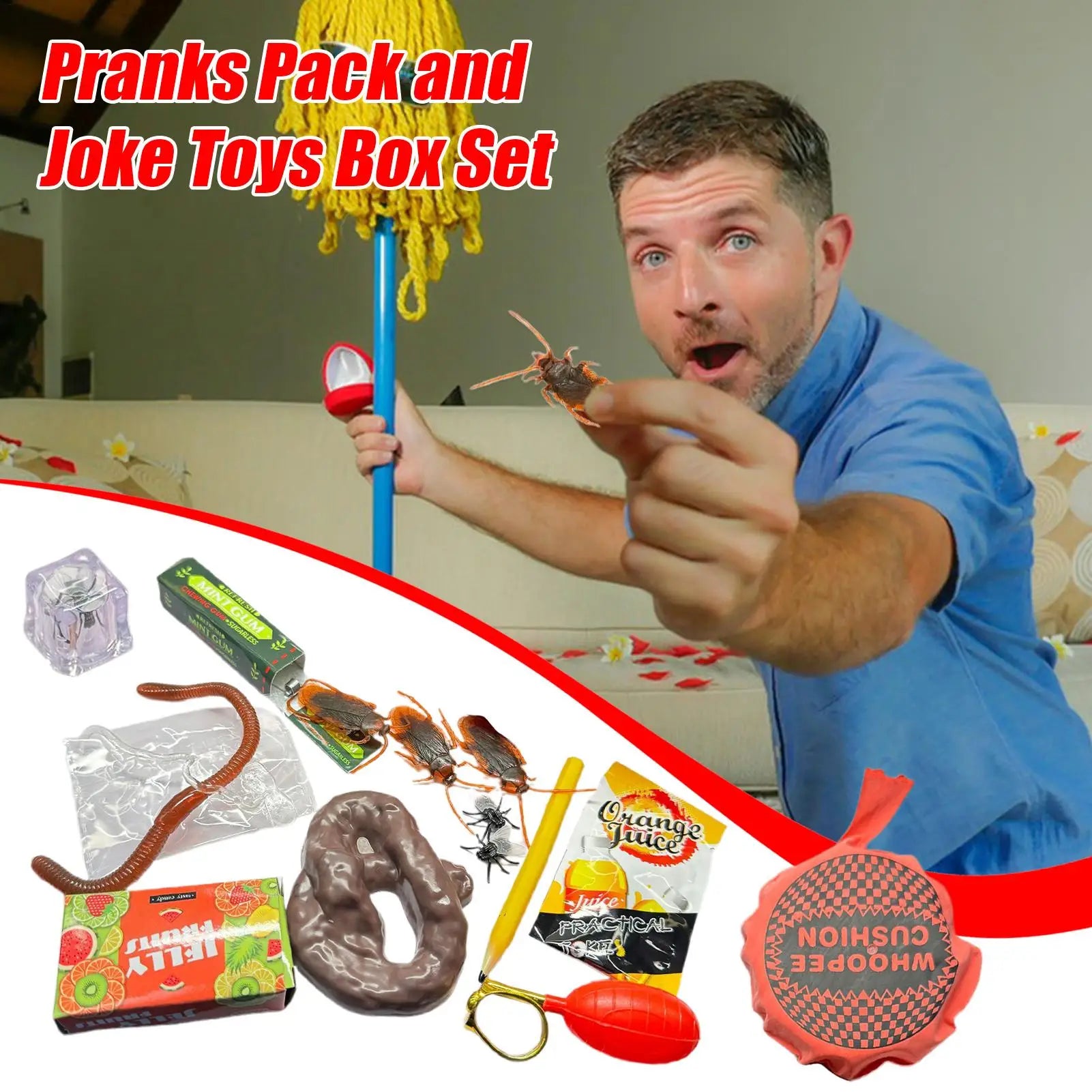 Joke Toy Kit April Fools Kids Prank Gadgets Box Realistic Cool Funny Stuff Parties Favors Festival Fun Surprises for Daily Life Qme