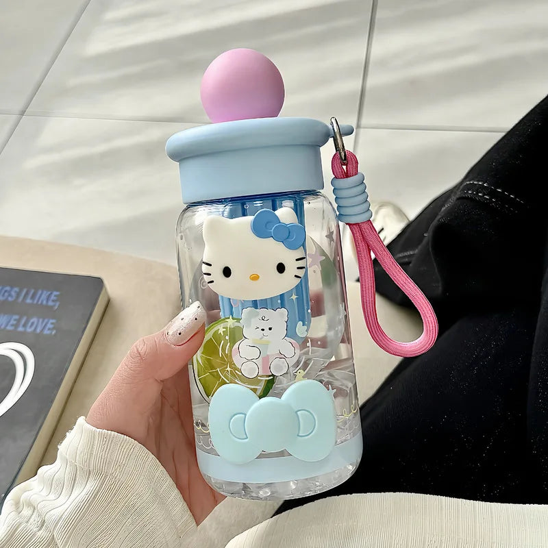 New Hello Kitty Plastic Straw Cup Stylish and Large-Capacity for Girls Portable Summer Tea-Water Separator Cup for Students Qme