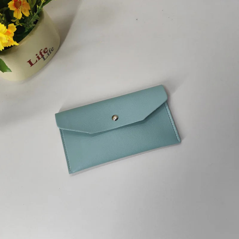Men’s Ultra Thin Portable Cash Envelope Wallet Wear Resistant PU Leather Money Binder Organizer with Name Card Holder Qme Blue
