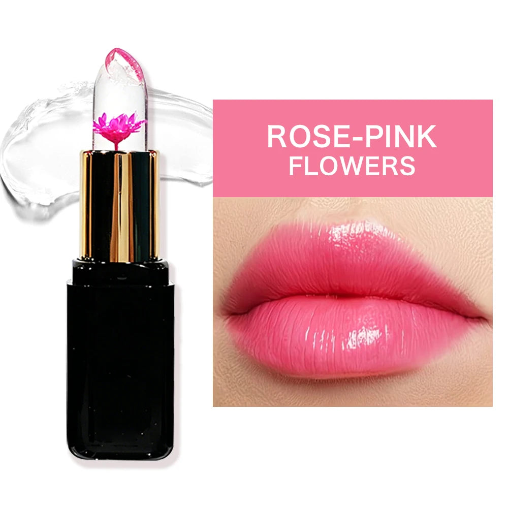 HISYI Flower Jelly Lipstick Magic Temperature Change Lip Balm Qme 01 rose red