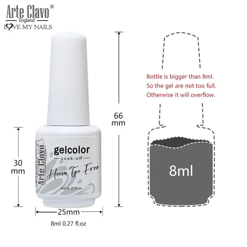 Arte Clavo HEMA TPO White Bottle 180 Colors Series Semi-permanent Gel Qme