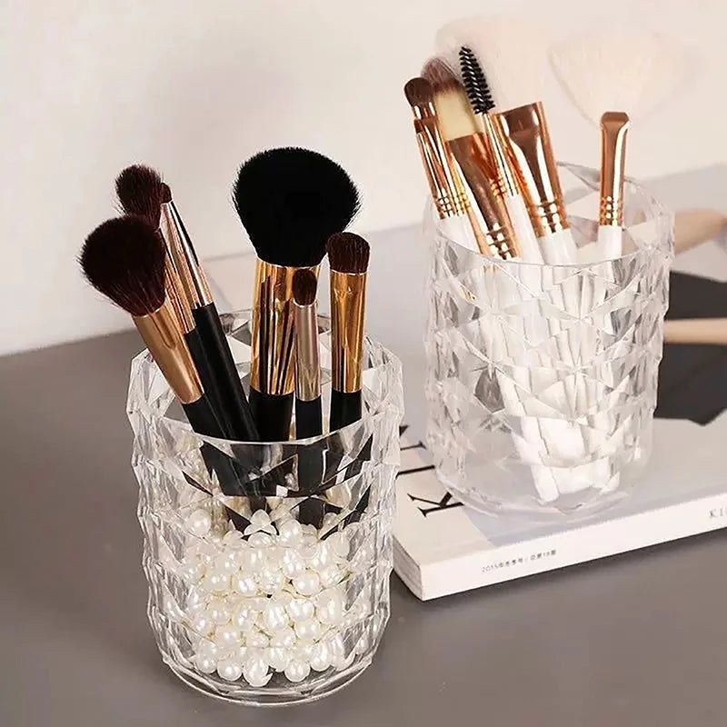 Cosmetic Brush Holder Cup Transparent Pen Dressing Table Storage Qme