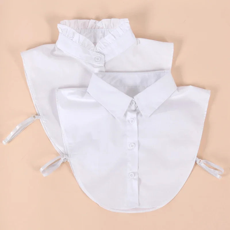 Detachable Cotton Lapel Shirt Fake Collar Solid False Blouse Neckwear Qme