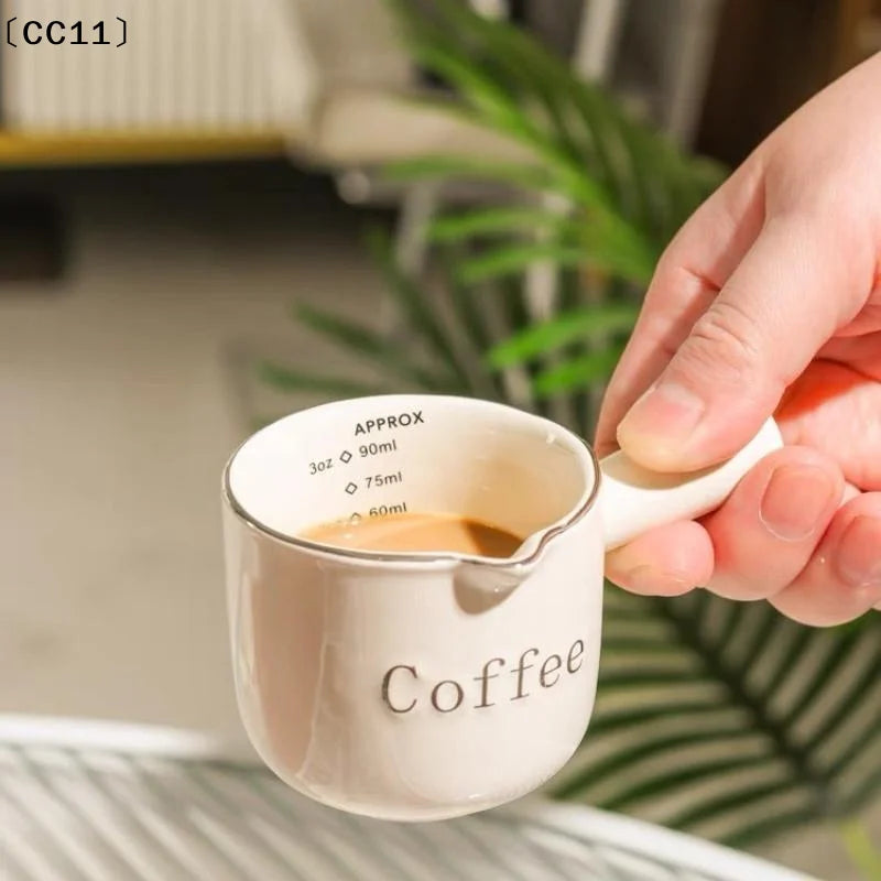 Ceramic Espresso Coffee Measuring Cup Scale Extraction Milk Pitcher Qme
