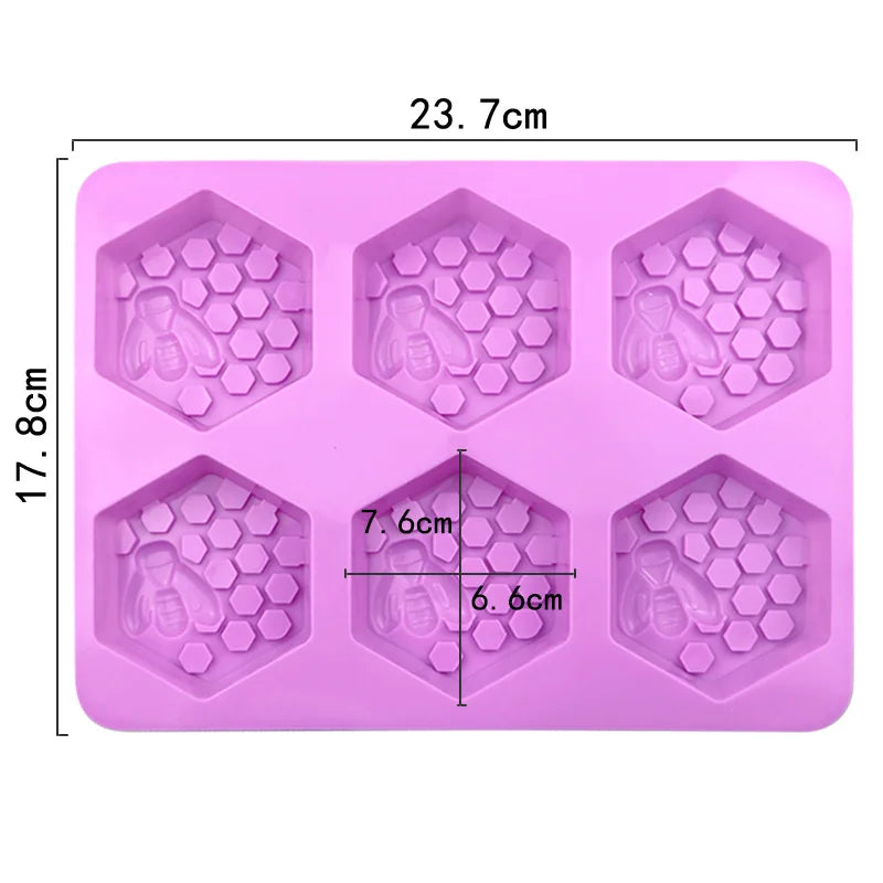 ^3D Handmade Soap Silicone Mold 6-Piece Bee Shape Silicone Mold DIY Handmade Soap Mold Homemade Honeycomb DIY Cake Mold Qme